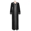 Etniska kläder Richkeda Store 2023 Muslim Kimono Abaya Cardigan Women Open Abayas Black Velvet Hijab Dress Dubai Turkish Kaftan Robe Plus