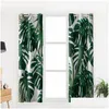 Cortinas Cortinas Hojas tropicales Monstera Cortinas para Windows Persianas Modernas Impresión personalizada Sala de estar Dormitorio Decoración para el hogar Drop Del Dh0Qb