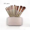 Pędzle makijażu Designer 12 szczotek pędzel proszkowy złota metalowa pudełko profesjonalne makijaż narzędzia upuszczenie dostarczania zdrowia akcesoria urody dhkci