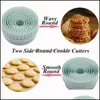 Ferramentas de pastelaria de cozimento S 8pcs/conjunto de cortadores de biscoitos robustos plástico reutilizável mtifuncional ondulado redondo moldes de massa diy para drop deli dhvgi