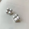 Studörhängen S925 Korean ins suqare örhänge örat borstade geometri för kvinnor barn flickor anti-allergi sterling silver smycken