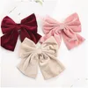 Headbands 12Pcs Women Large Bow Hairpin Chiffon Big Bowknot Stain Barrettes Solid Color Ponytail Clip Hair Accessories Wholesale Dro Dh6Dm