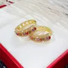 Hoop Earrings Design European And American Fashion Niche Color Zircon Ear Clasp Brass Gold-plated Simple Ring.