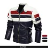 Men's Jackets Men Jacket 2023 Men's Winter Man Motorcycle Suit Color-block PU Leather Coat Suede Clothing