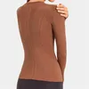 Camicie attive nepoagym color oceano stretto fit da donna senza soluzione di continuità a maniche lunghe morbide camicia da yoga elastica da allenamento leggero per palestra