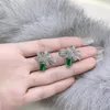 Stud Earrings Luxury 925 Sterling Silver Created Moissanite Diamond Emerald Gemstone Birthstone Bow Ear Studs For Women Fine Jewelry