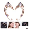 Stud Ear Clip Boucles d'oreilles Wrap Papillons Nocuffs Wing Elf Cuff Mariage Filigrane Fairy Crystal Jewelryzircon Ees 221014 Drop Delivery J Dhsdm