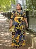 플러스 사이즈 드레스 아프리카 여성을위한 아프리카 인 슬리브가있는 우아한 생일 드레스 긴 맥시 캐주얼 도매 방울