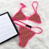 Nakış Mektup Bikini Iç Çamaşırı Bayan Örgü Mayo Moda Tasarımı Seksi Bikini Setleri Tatil Yüzmek Mayo