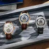 Relojes de pulsera HAZEAL Tourbillon Reloj para hombre Reloj automático para hombre Lujo 50M Reloj de pulsera mecánico impermeable Correa de cuero con espejo de zafiro