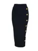 Rokken Aankomst Women Button Zwart Blue Red BodyCon Bortry Designer High Waist Street Party Club Pencil 75cm 230110