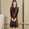 Women's Vests Spring Autumnwinter 2023 Jacket Women's Woolen Coat Hooded Vest Female Mid-Length Loose Waistcoat Ladies Sleeveless Top