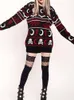 Kvinnors tröjor Yangelo Gothic Moon Skull Pattern Ströja Knit Top Loose LongeChes Warm Autumn Winter Street Fashion Girls Pullover 230109
