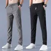 Pantalons pour hommes sport automne été grand pantalon en soie à séchage rapide pour hommes taille Ultra-mince climatisation lâche glace décontracté