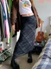 Skirts Rapcopter Striped Long Retro y2k Straight High Waisted Summer Women Sweet Cute Party Grunge Trendy 230110