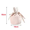 Velvet Easter Bunny Bucket Favor Short Ears Rabbit Basket Drawstring Candy Bag Soft Plush Storage Påsar 0110