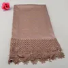 Schals Hohe Qualität Frauen Mode 2023 Seide Quadrat Schal Plain Muslim Hijab mit Diamant Schals und Schal Blume Spitze