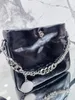 レトロショルダーバッグプレミアムレザー冬のファッショントートバッグデザイナー女性ショッピングバッグハンドバッグクロスボディバッグチェーンブラック大容量ビンテージ