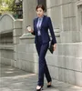 女性の2ピースパンツフォーマルレディース女性のためのパンツスーツビジネスブレザーとジャケットセットブラックワークウェアオフィスのユニフォームスタイル