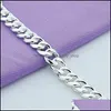 Link Chain 925 Sterling Sier 10mm Smooth Sidways Armband f￶r m￤n Kvinna Charm Wedding Engagement Party Fashion Jewelry 1273 T2 Dro Otzog