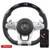 Rueda de conducción de estilo de coche, volante LED de fibra de carbono para Mercedes Benz AMG, accesorios de piezas de automóvil