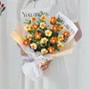 Dekorativa blommor handstickade calla lily blomma färdig virkning bukett bröllop dekoration falska gåvor diy hem skrivbord