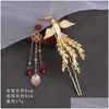 Accessoires pour cheveux Style chinois Phoenix Hairpin Femmes Ornements antiques Étape en métal Balancer des bâtons de gland Rétro Hanfu Drop Livraison Pr Dhcsd