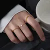 Anéis de casamento Siamese Design Chain de pérolas artificiais para mulheres Fashion Double Circle empilhado de abertura indicável Ringue de dedo ajustável Anilos
