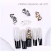 Nail Art Decorations Tszs 10 Pcs/Lot 2023 Alloy Jewelry Gold Sier Zodiac Dragon Charm Diy Decorative Supplies Metal Accessories Drop Dhrpl