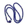 Strand Femmes Bracelet 55CM Élastique Mala Collier Lapis Lazuli Or Couleur En Alliage De Zinc Métal 6 Mm Perle Bijoux Bonne Qualité Bracelets