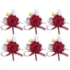 Decorative Flowers 6pcs Wedding Artificial Corsage Groom Bride Simulation Flower Supplies Suitable For Parties Anniversaries