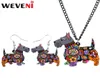 Weveni Acrylic Anime Aberdeen Scottish Terrier Dog Jewelry Sets earringsネックレス