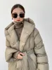 Women's Down Parkas Winter Hooded Puffer Coat Women 90 White Duck Jacket Loose Thick Warm Sashes Tie Up Over The Knee Outwear 230109