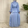 Vêtements ethniques brillant Satin ouvert Abaya dubaï turquie caftan femmes musulmanes Maxi Robe Eid Ramadan islamique Jalabiya Robe Kimono Cardigan Longue