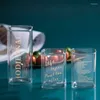 Copas de vino Taza de vidrio creativa Impresión de letras doradas cuadradas Desayuno Leche Taza de café Cristal Bebida fría Bebidas caseras resistentes al calor