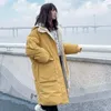 Frauen Unten Parkas Mode Baumwolle Jacke Lange Winter Mantel Frauen Mit Kapuze Korea Stil Dicke Feste Große Tasche Lose Weibliche 230109