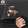 Clusterringen Mode roestvrijstalen ring voor mannen Vrouwen Black Rose Gold Finger Hiphop Simple Jewelry Wedding Band Party Gift