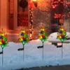 Decorative Flowers Garden Tree Stakes Solar Light Pine Lights Christmas Ground 2 Pack Color Changing Modes