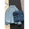 Camicette da donna Primavera Autunno Denim Donna Risvolto Camicia di jeans monopetto a maniche lunghe Moda Ufficio Abbigliamento femminile