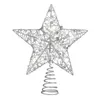 Decorazioni natalizie Tree Star Topper a forma di Treetop Light Lamp Lights Lighted Silver Ledhollow Glitter Glittered Decor Toppers