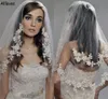 Veli da sposa con applicazioni in pizzo Due strati Lunghezza al gomito Copricapo per velo da sposa Accessorio da sposa con pettine AL6044