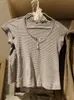 Frauen T -Shirt Klassiker gestreift Slim Crop Top Summer Button Oneck Soft Cotton Kurzärmel T -Shirts Chic Sweet Fashion Y2K Tops 230110