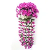 Flores decorativas grinaldas violeta simtação artificial de flor parede pendurada cesta orc orc falsa videira de seda