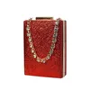 Duffel Bags Dinner Bag Rhinestone Chain Portable Crossbody Kleine vierkante dames Banquet Clutch