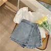 衣料品セット女の子半袖夏セットホワイトブラウスシャツとデニムスカートファッション衣装の幼児の女の子のための衣装