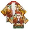 Erkekler Sıradan Gömlekler Çin Harajuku İllüstrasyon Baskı Kimono hırka Japon Gömlek Yaz Erkekler ve Erkekler Plaj Güneş Koruyucu Giyim Samuray