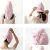 Towel Magic Microfiber Hair Fast Drying Dryer Cute Cartoon Bath Wrap Hat Quick Cap Turban Dry With Button Practical Drop Delivery Ho Dhulx