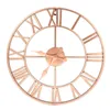 Orologi da parete 40 cm metallo oro rosa rame romano traforato orologio silenzioso decorazioni per la casa soggiorno design semplice consegna a goccia giardino Dh9Xf