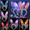 Pâques LED Lumière Clignotant Fluffy Lapin Oreilles Party Favor Bandeau Paillettes Coiffe Oreilles De Lapin Costume accessoire Cosplay Gros EE