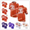 American College Football Wear Custom NCAA Clemson Tigers #31 Clemson #36 Lannden Zanders College Football Jerseys Mens Trevor Lawrence Clemson Lannden Zanders S-